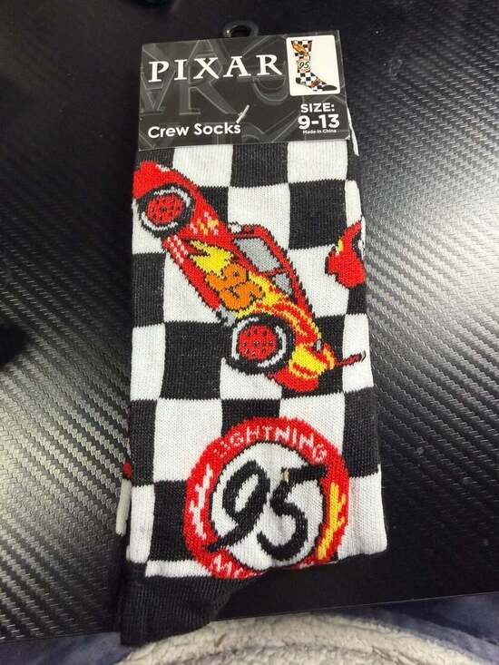 Disney Pixar Other - Disney Pixar Cars Lightning McQueen Checkered Crew Socks Size 9-13